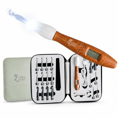 LineaCraft Counting Crochet Hook Set with Light & Counter – 18 Sizes Interchangeable Hooks Kit for Beginners, Light up, Digital Stitch & Row Counter, Ergonomic for Arthritic Hands – Crochet Gift