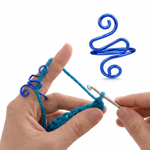 Crochet Tension Ring, Adjustable Crochet Ring for Finger, Works to Loop Yarn, Crochet Accessories, Crochet Supplies, Crochet Hooks, Gift, Resizeable, 1 Count (Blue) - color: Blue