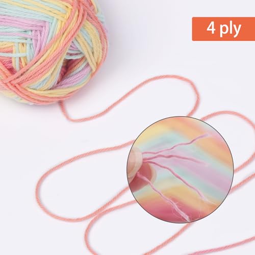 NICEEC 4 Skeins Soft Baby Cotton Yarn- Candy | 4 Ply, DIY Craft, Fingering Weight, Blanket Yarn for Crochet & Knitting, Total 700yds/7.05oz - color: Candy