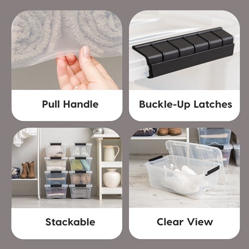 IRIS USA 6-Pack 13 Quart Storage Bins with Lids, Clear | Transparent design makes contents easy to find. Ideal for shoes, photos, documents, and small essentials. Nestable design - color: Clear, size: 13 Qt, style: 6 Pack