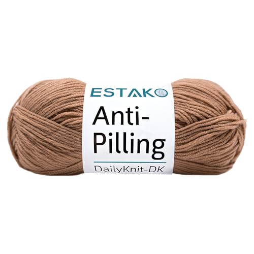 Estako DailyKnit-DK Anti-Pilling Acrylic Yarn, DK Weight 3, Milky Brown | soft, crocheting projects, lightweight, 100 g, 273 yds, baby blankets, amigurumi, machine washable - color: 80073 - Milky Brown, size: Pack Of One