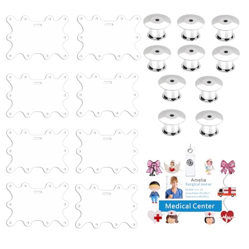8 PCS Badge Buddy Pin Holders with 10 Locking Backs - 10 HoleAcrylic Displays, Gift for Nurses, Students & Employees (Horizontal) - color: Horizontal