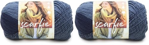 (1 Skein) Lion Brand Yarn Scarfie Bulky Yarn, Denim/Navy, 936 Foot (Pack of 2) - color: Denim/Navy, size: 2 Pack