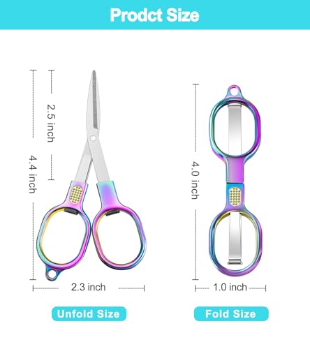 Zicolu Folding Travel Scissors Safety, Small TSA-Compliant and Portable with Case, Pocket Foldable Stainless Steel Retractable Cutters, Mini Craft Scissors for Home, Outdoor and Office Use - size: 1 Pack (Folded 4" / Expanded 4.4" )