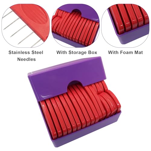 Verkelly 20 Pcs Knit Blocking Pins Combs Set, Red | Knit Blockers, Essential Blocking Tools, For Knitting, Crochet, Lace, Needlework Projects - color: Red