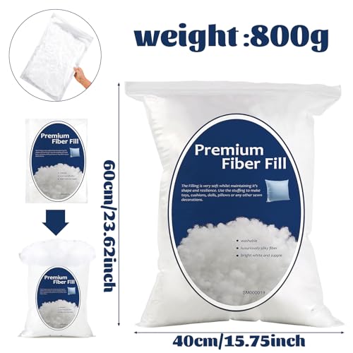 Bupete 28.2oz/800g Polyfill Stuffing, (1.8oz~4.18lb) Pillow Stuffing | Pillow Filling Stuffing for Couch Pillows, Stuffing for Pillows, Fiber Filling Stuffing, Polyester Fiberfill Stuffing - color: White B