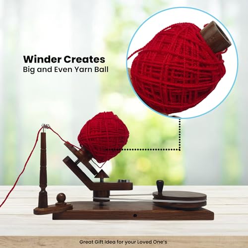 Hand Operated Yarn Ball Winder | Swift, Yarn, Wool, and String Holder| Knitting & Crochet Accessories Galaxy Indiacraft (Natural Rosewood)… - color: Winder Natural Rosewood