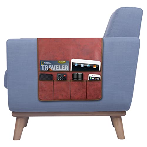HAOMAIJIA Sofa Armrest Organizer, Remote Control Holder for Recliner Couch | Anti Slip Arm Chair Bedside Caddy Storage Organizer With 6 Pockets For Cell Phone Tv Remote Control Magazines (red) - color: red, size: 35 Inches × 19.3 Inches
