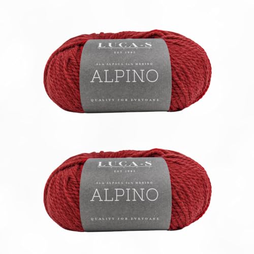 Luca-S ALPINO - Alpaca & Merino Yarn – 2 Skeins of Super Soft Aran Weight Yarn for Knitting & Crochet, 3.5 oz (100g), 164 yds (150m) Total, 60% Alpaca / 40% SF Merino - color: Brick 25, size: 2 Pack