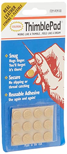 Colonial Needle Co Leather Thimble Pad 1 Sheet of 12 Pads - size: Medium