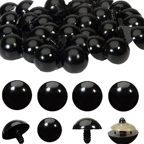 Zhbrchz 80pcs 20mm Black Plastic Safety Eyes with Washers for Crocheting | Crafts Safety Eyes with Washers for Amigurumi Crochet Bears Stuffed Animals Doll Making - size: 20mm