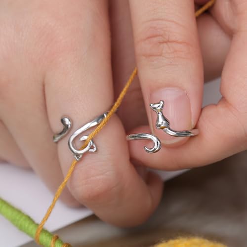 2Pcs Adjustable Open Joint Crochet Ring/Fashion women Finger Rings - color: Silver3