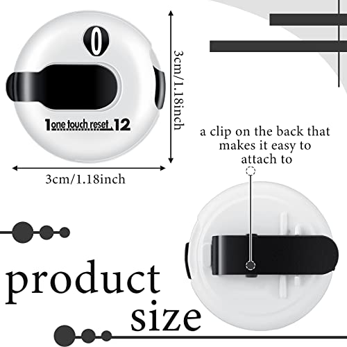 Frienda Golf Score Counter with One Touch Reset | Clip-on Golf Stroke Counter for Women and Men, One-press Reset Counts to 12, Attaches to Glove Collar Belt, Mini Scorekeeper - color: White