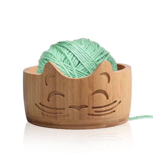 Wood Yarn Bowl, Yarn Bowls for Crochet, Yarn Knitting Bowl, Crochet Yarn Holder Bowl, 6.7inch Yarn Knitting Bowl for Storage Yarn, Wool, String or Crochet #003 - color: #003