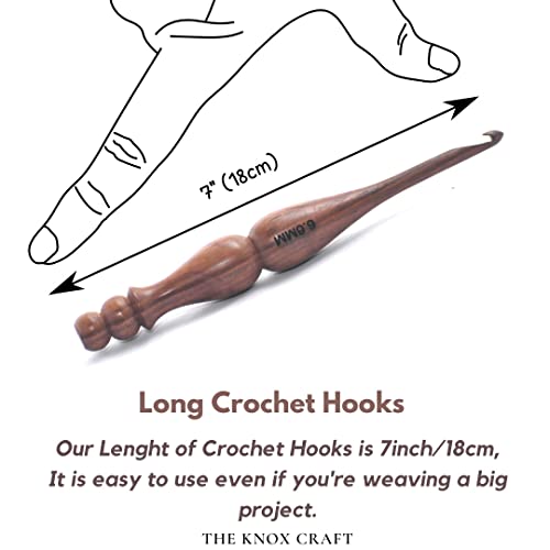 THE KNOX CRAFT Wooden Crochet Hook Set with Holder – Ergonomic Crochet Hooks for Beginners, Crochet Needle Kit & Organizer Stand for Yarn and Knitting Projects (Set of 7 with Hooks Holder) - size: Set of 7 Hooks with Hooks Holder
