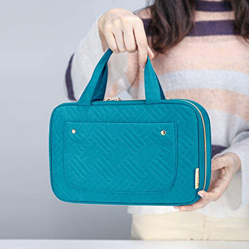 Yarwo Knitting Needles Case, Crochet Hooks Organizer with 2 Clear Pouches | Circular Needles Holder for Ergonomic Crochet Hook (up to 10.6") and Craft Yarn Kits, Top Handles, Bag Only, Teal - color: Teal