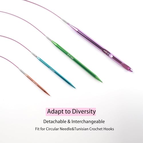 Yarniss Interchangeable Cable for Circular Knitting Needle, 16"/24" Flexible Circular Needle Cord with 360° Swivel, Red