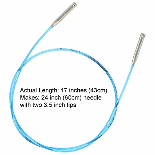 addi Skacel Click Interchangeable Cord 24 Inch for 3.5in., Rocket Tips | Uses addiClick Interchangeable System, Actual Length 17 inch (43cm) for Rocket Lace and Rocket 2 Squared Circular Tips - size: Actual 17 inch (43cm), Makes 24 inch (60cm)