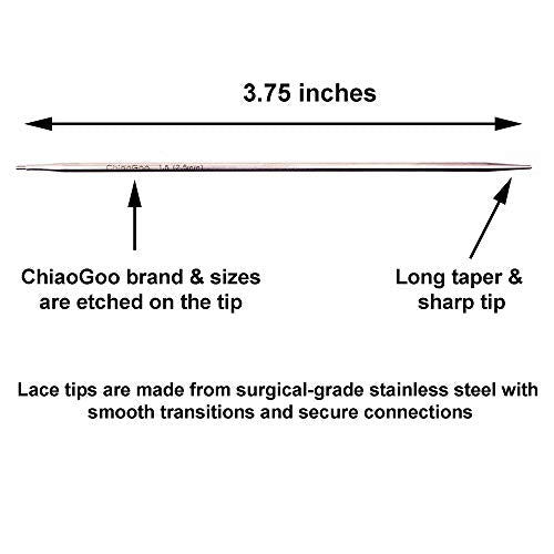 ChiaoGoo Twist Red Lace 4-inch Mini 7400-M Interchangeable Set | US 000, 00, 0, 1, 1.5, Circular Knitting Needles, Stainless Steel, 3 Mini Cables, Project Bag
