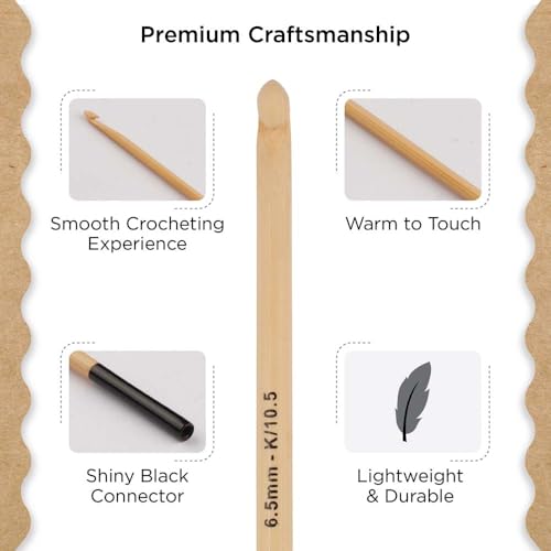 Knitter’s Pride Bamboo Luxe Afghan/Tunisian Crochet Hook - US K(6.5mm) - size: 6.50mm