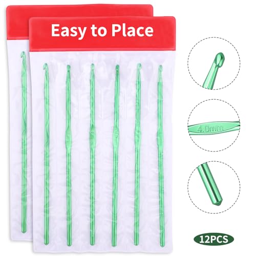 12PCS 4mm Crochet Hooks, US Size G/6 Small Crochet Hooks, Aluminum Crochet Needles for DIY Yarn Craft, Knitting Needles for Beginners Women Adults - color: 4mm