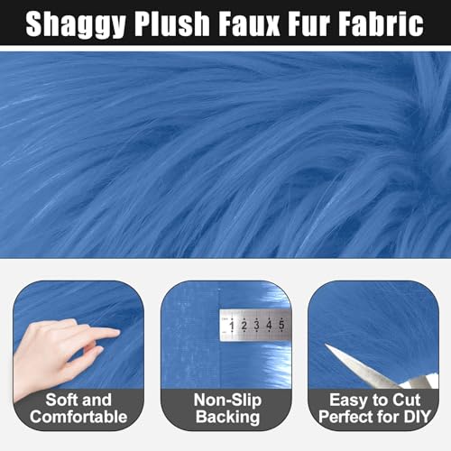 Sky Blue 2x60Inch Faux Fur Shaggy Plush Faux Fur, Fabric Precut Strips Fluffy Fuzzy Faux Fur, Craft Beard Hair, Beard Miniature Dolls Rugs Mats Gift, Winter Halloween Christmas Costume Party Decor - color: Sky Blue