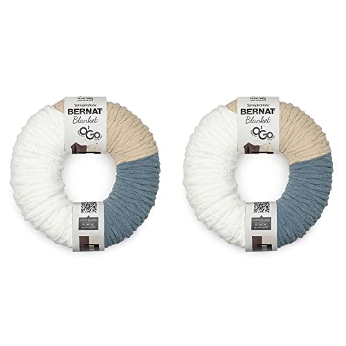 Bernat Blanket O'Go Mist Yarn - 2 Pack of 300g/10.5oz - Polyester - 6 Super Bulky - Knitting/Crochet - color: Mist, size: 2 Pack