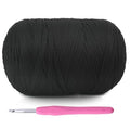 800G (228Yds) Tshirt Yarn for Crochet - T Shirt Yarn for Crocheting with Beginner Crochet Bags/Baskets/Coasters/DIY, T-Shirt Yarns with High Elastic Thick Yarns Polyester Fabric (Black) - color: Black