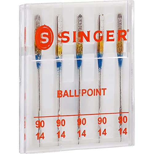 SINGER Ball Point Sewing Machine Needles, Size 90/14-5 Count - style: 100/16