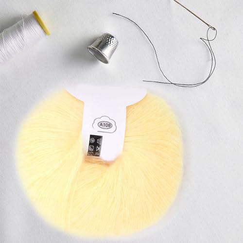 Plplaaoo Soft Angora Mohair Yarn Long Wool Knitting - Lightweight Warm Yarn for Winter Scarves, Crochet Knitting Yarns for Shawls Sweaters Hats DIY Crafts (26g, Goose Yellow) - color: 02 goose yellow