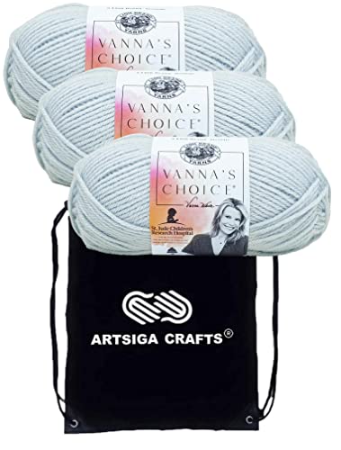 Lion Brand Yarn Vanna'S Choice 860-105 Silver Blue | 3 Skeins, Same Dye Lot, Project Bag, CYC #4 Worsted, 100% Acrylic, Ideal for Crochet, Knitting Blankets, Hats, Scarves - color: 860-105-Silver-Blue