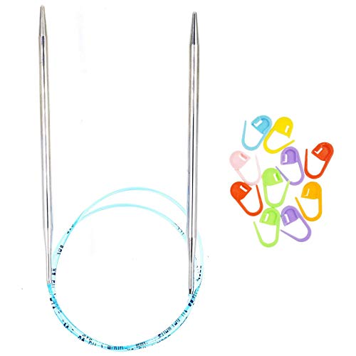 addi Skacel Turbo Original 40 Inch US 3 (3.25mm) Circular Knitting Needles | Ultra-Slick Finish, Slightly Blunt Tip, Memory-Free Blue Cords, Seamless & Snag-Free Joins, 10 Stitch Markers - size: US 03 (3.25mm), 40 in. (100cm)