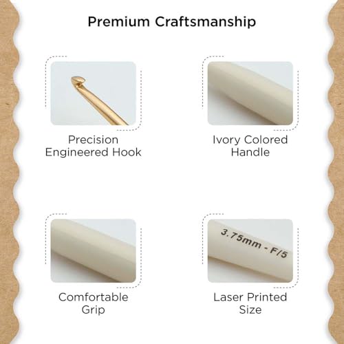 Knitter’s Pride Pearl Single-Ended Aluminum Crochet Hook - 3.75mm - size: 3.75 mm