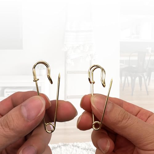 Safety Pins (Upgraded), 2" Large Safety Pin Pack of 50 for Clothes Leather Canvas Blankets Crafts Skirts Kilts, Large Safety Pin Heavy Duty Safety Pins (Gold) - color: Gold