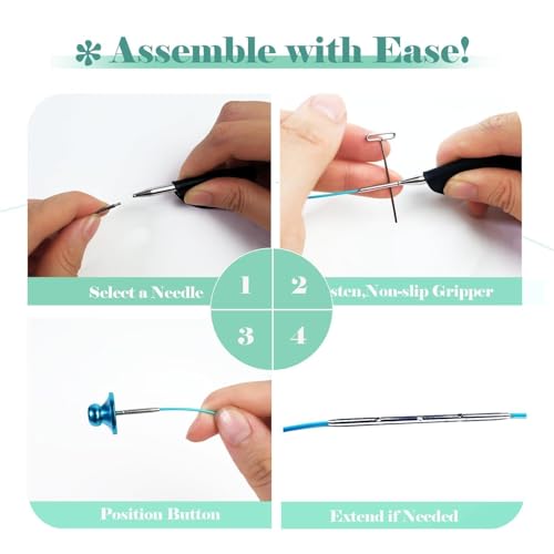 Yarniss Small Size Circular Knitting Needle with Rotating Cable 2.0~5.0mm | 11 Pair Stainless Steel Interchangeable Knitting Needles with Case,4.92-Inch Lace Knitting Needles Set - color: Green
