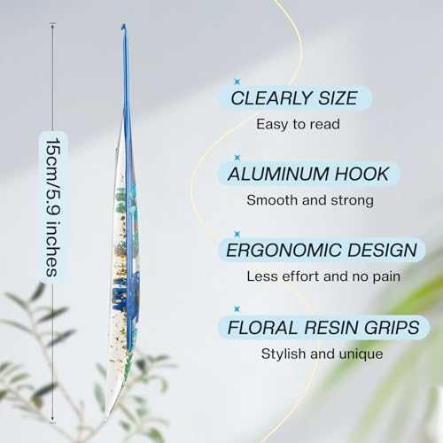 2.5mm Crochet Hook, Ergonomic Crochet Hooks with Floral Resin Grips | Stylish and Unique Knitting Needles ,Crochet Needles for Beginners, Arthritic Hands and Professional - size: 2.5mm
