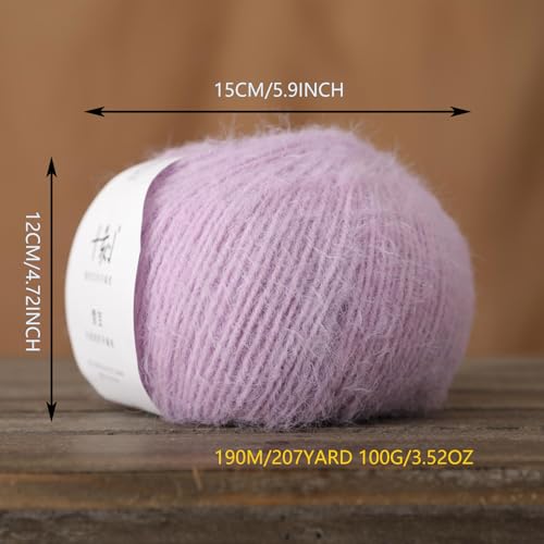 Snowbaby Wool Acrylic Blend Long Pile Yarn,(Worsted) Warm and Luxurious Fuzzy Yarn for Knitting and Crocheting DIY Hats Scarves Sweaters, 2 * 3.52oz/100g 207yds(25-Lilac Purple) - color: S25-Lilac Purple