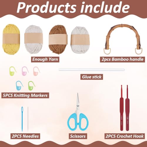 ACRNIGHEET Sunflower Crochet Bag Kit Crochet Kit for Beginners Handbag Making Kit with Tutorials Beginner Crochet Kit DIY Project for Starter Boho Style Gift for Handicraft Enthusiasts