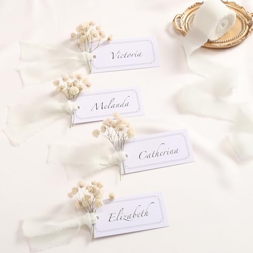 DORIS HOME Handmade Frayed Fringe Chiffon Ribbon 1" x 21Yd Cream White | Fabric Ribbon, For Flower Bouquet/Gift Wrapping/Wedding Invitations/Party Decorations - color: Cream White