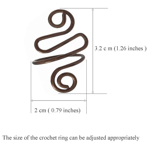 2Pcs Crochet Rings for Finger, Adjustable Open Yarn Guide Crochet Tension Ring for Crocheting Knitting Accessories Supplies Metal Yarn Tension Loop Ring for Finger (Brown), SATONBEYI - color: Brown-2P