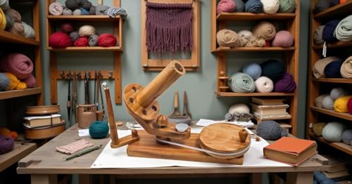 Antique Wooden Yarn Ball Winder Hand Operated Tabletop Yarn Winder with Guide Arm & Clamp, Knitting Wool String Ball Winding Machine for Crochet, Skeins & Fiber Arts Supplies - color: Antique Winder