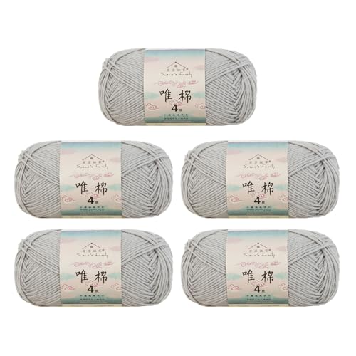 Susan's Family Combed Cotton 4 ply Yarn 5x50g-5Packs-11#Quiet Gray | 5skein pack balance 60cotton40acrylic blend Fingering Yarn Soft breathable durable crochet and knit baby blanket cardigan toy - color: 11#Quiet Gray