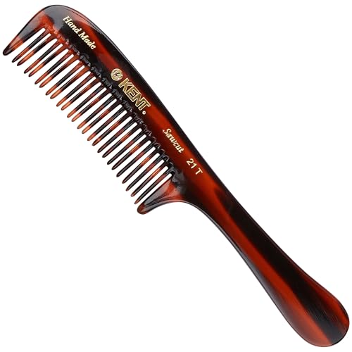 Kent 21T Large Hair Detangling Comb, Double Teeth Wide Tooth Comb for Curly Wavy Hair, Saw-Cut and Handmade (7.5") - color: Tortoiseshell, size: 3 Pack