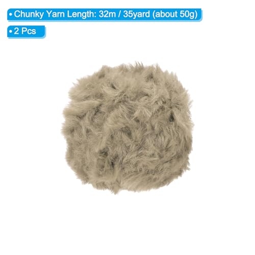 PATIKIL 35yds Faux Fur Yarn, 2 Skeins Fuzzy Yarn Crochet Fluffy Yarn Soft Chunky Polyester Plush Fur Eyelash for Crocheting Knit Blanket Rug Sweater Scarf Hat Bear Craft, Camel