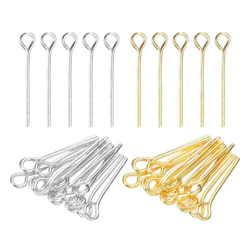 PATIKIL 0.8 Inch Eye Pins, Jewelry Making Headpins Straight Pins Findings Bendable for DIY Craft Bracelet Necklace Earring Pendant Making Supplies-400Pcs(Silver Gold) - color: Silver Gold, size: 0.8 Inch