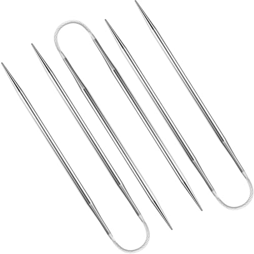 3.0MM Double-Pointed Flexible Knitting Needles 3-Piece Set, 9 Inch/23cm Circular Knitting Needles Stainless Steel Needles for Small Projects DIY Knitting - size: Size US 2.5 (3mm)