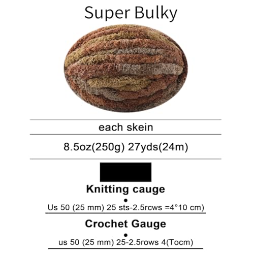 Chunky Yarn for Hand Knitting, No7 Thick Yarn, 250Grams 32Yards, Pack of 4, Perfect for Knitters and Crafters (Pudding) - color: Pudding
