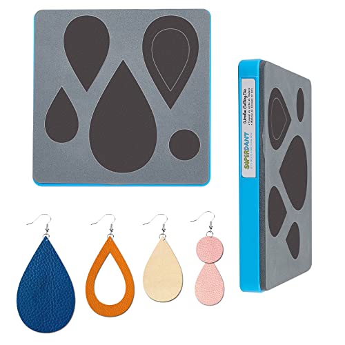 SUPERDANT Teardrop Leather Cutting Die 4 Styles Earrings Embossing Wooden Cutting Die Earring Patch Mold Template for Pendant Quilting Sewing Jewelry DIY Leather Crafts Making - color: Water Droplets