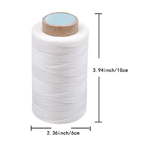 284Yards Leather Sewing Thread Waxed, Waxed Polyester Cord, Wax String | Waxed Thread for Bookbinding, Upholstery Thread Heavy Duty, Wax String for Leather Craft DIY/Bookbinding/Shoe Repairing - color: Off-white