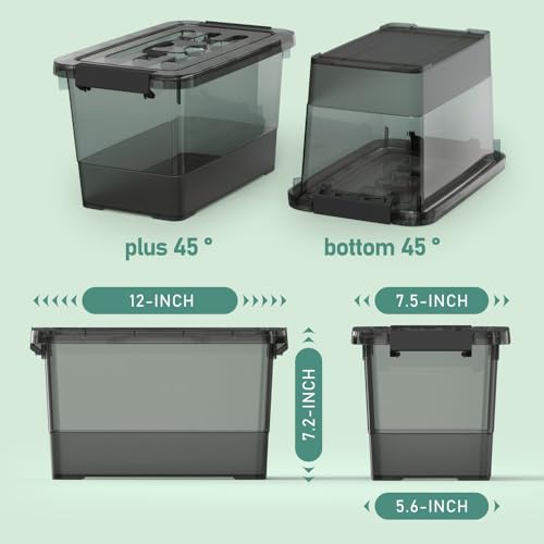 4 Pack 7 Quart Clear Black Storage Bins with Latching Lids, Stackable Plastic Storage Containers for Closet, Pantry & Garage Organization - color: Black, size: 7 Quart